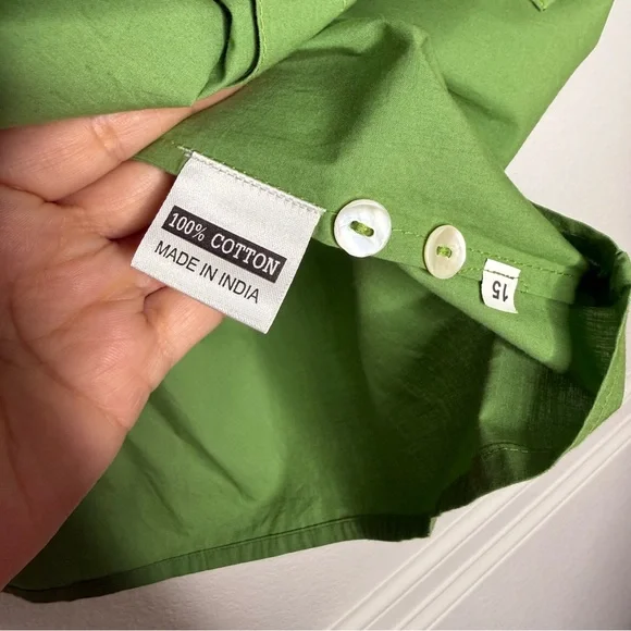 Olivia James Green Balloon Sleeve Button Down Shirt Size S - Picture 5 of 6